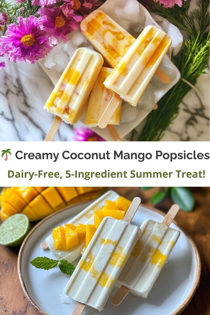 Coconut Milk Popsicles with Mango Swirl