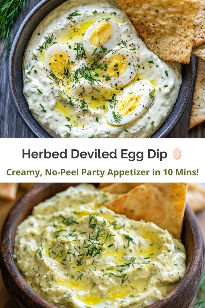 Herbed Deviled Egg Dip with Pita Chips
