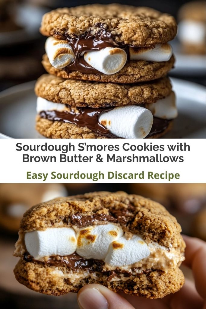 Sourdough S’mores Cookies with Marshmallows & Brown Butter