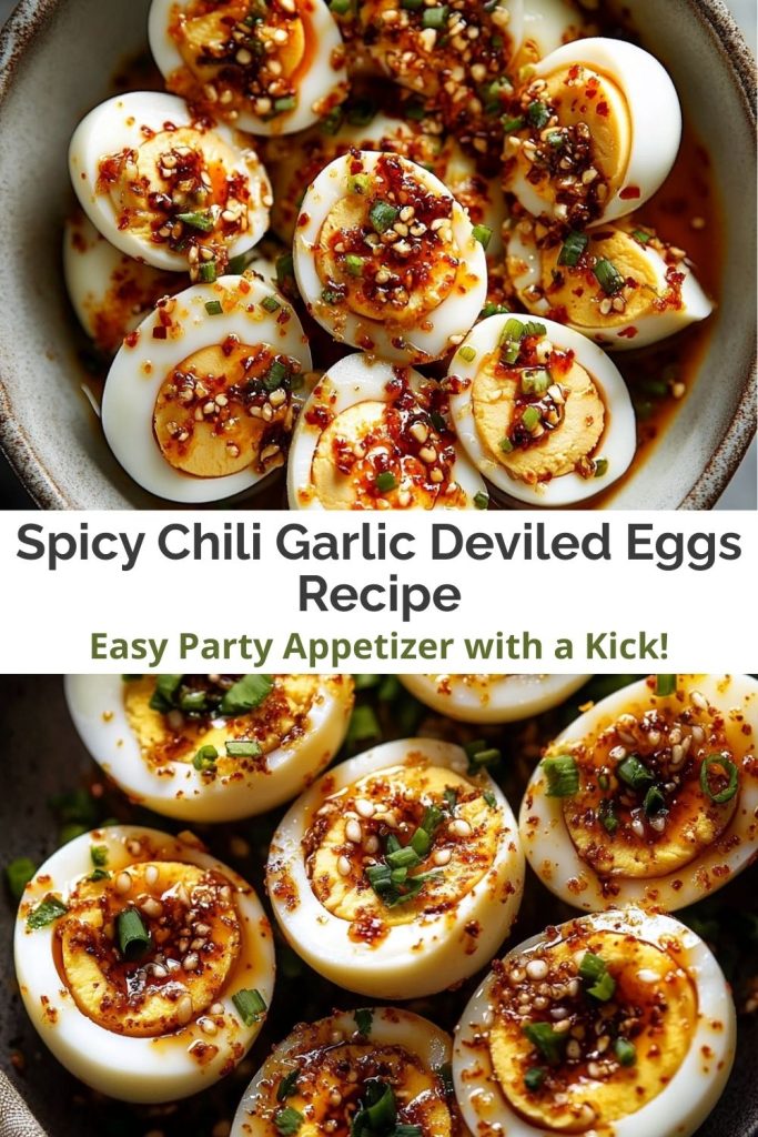 Spicy Chili Garlic Deviled Eggs.