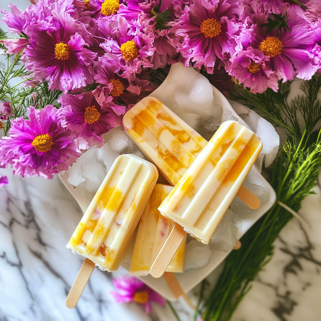 Coconut Milk Popsicles with Mango Swirl