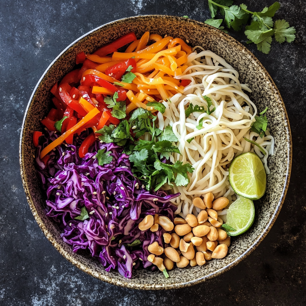 Rainbow Noodle Salad with Coconut-Lime Dressing