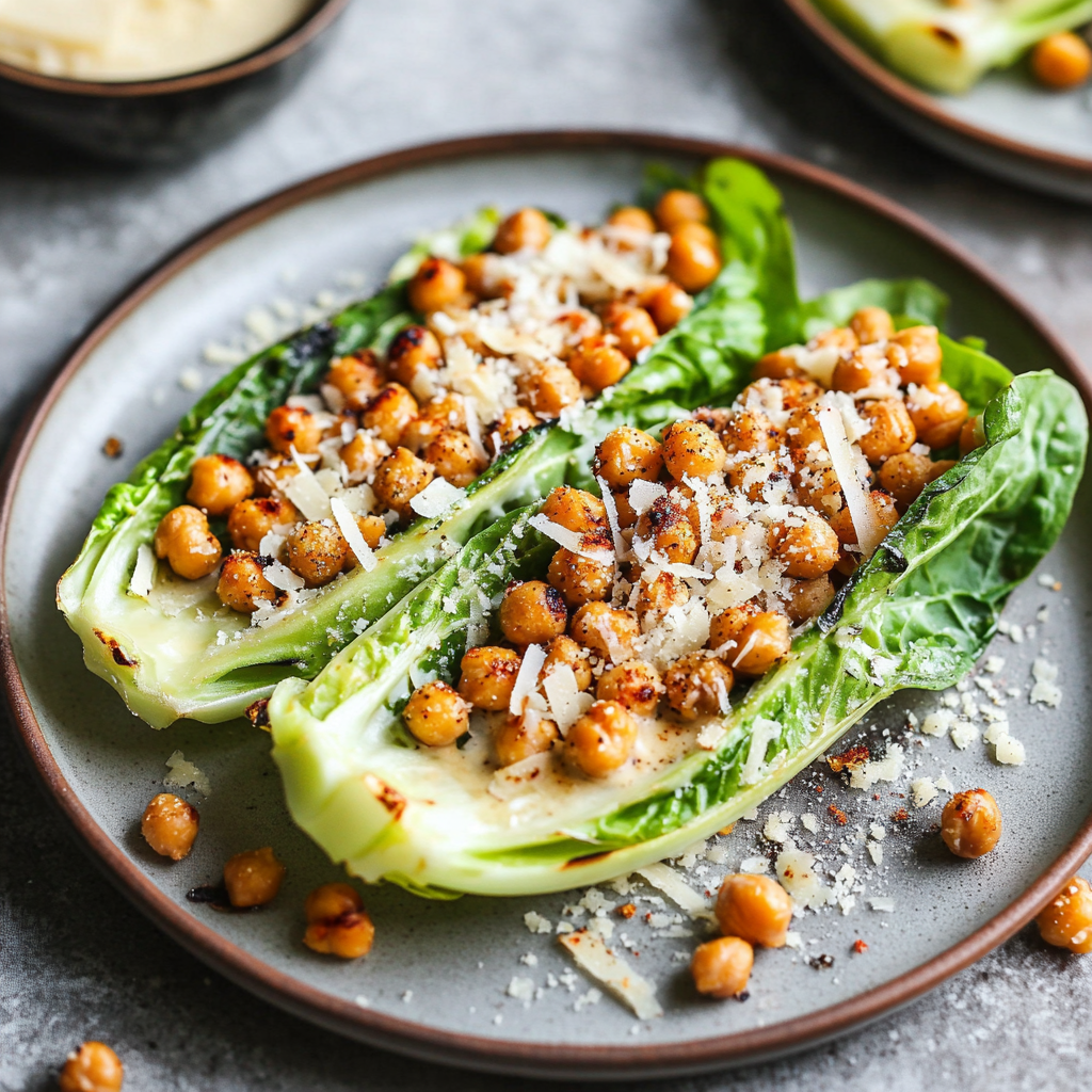 Grilled Romaine Caesar with Crispy Chickpeas