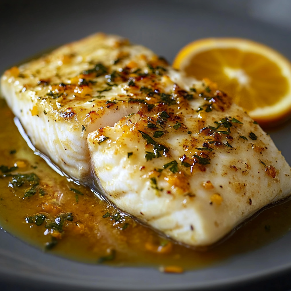 Orange Dijon Grilled Halibut.
