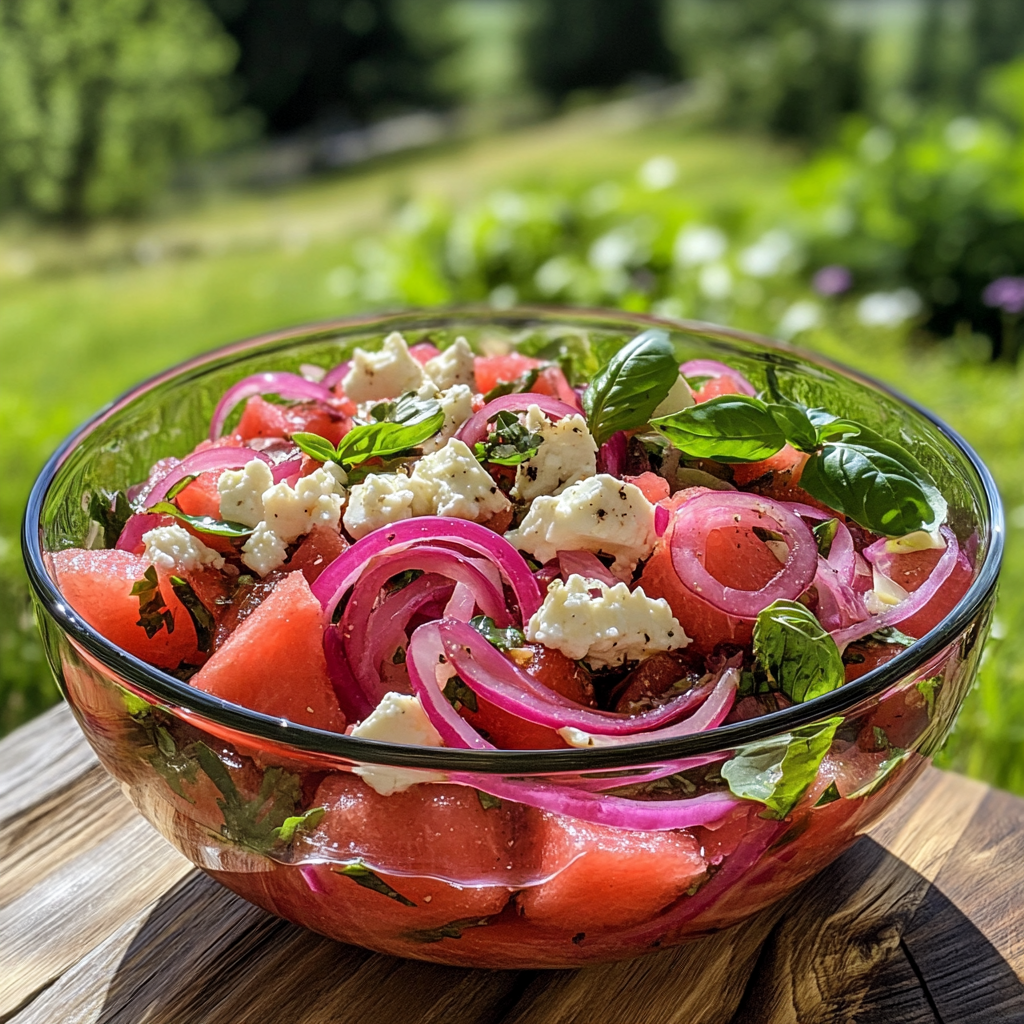 Watermelon Feta Basil Salad