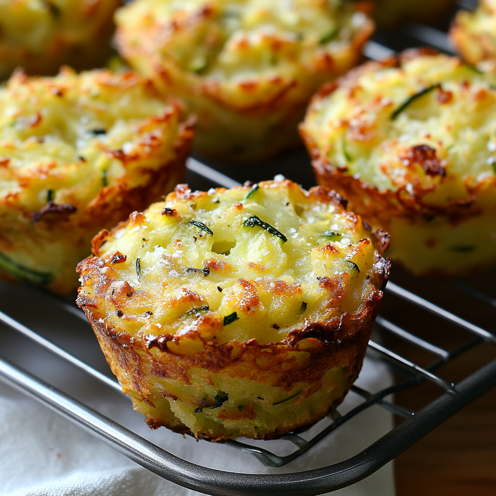 Crispy Parmesan Zucchini Potato Muffins