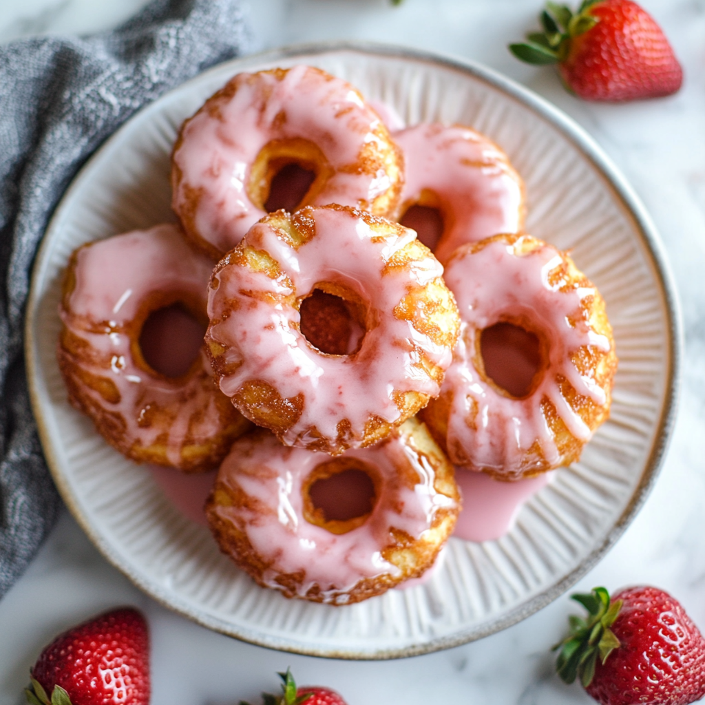 Strawberry Glazed French Crullers
