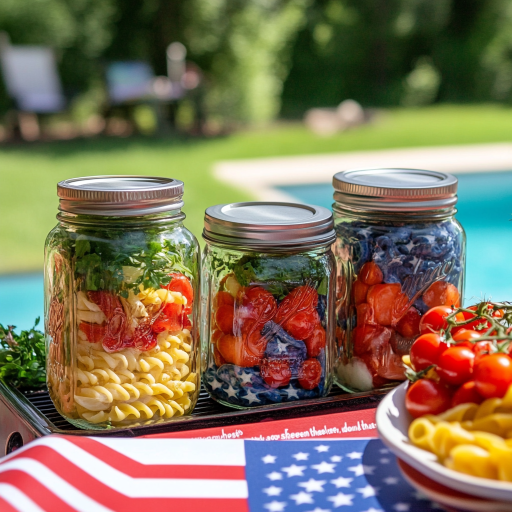 Patriotic Pasta Salad Jars