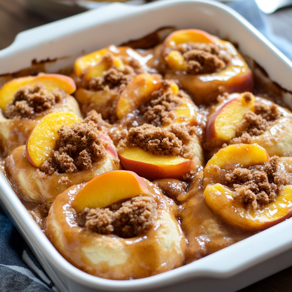 Peach Cobbler Cinnamon Rolls